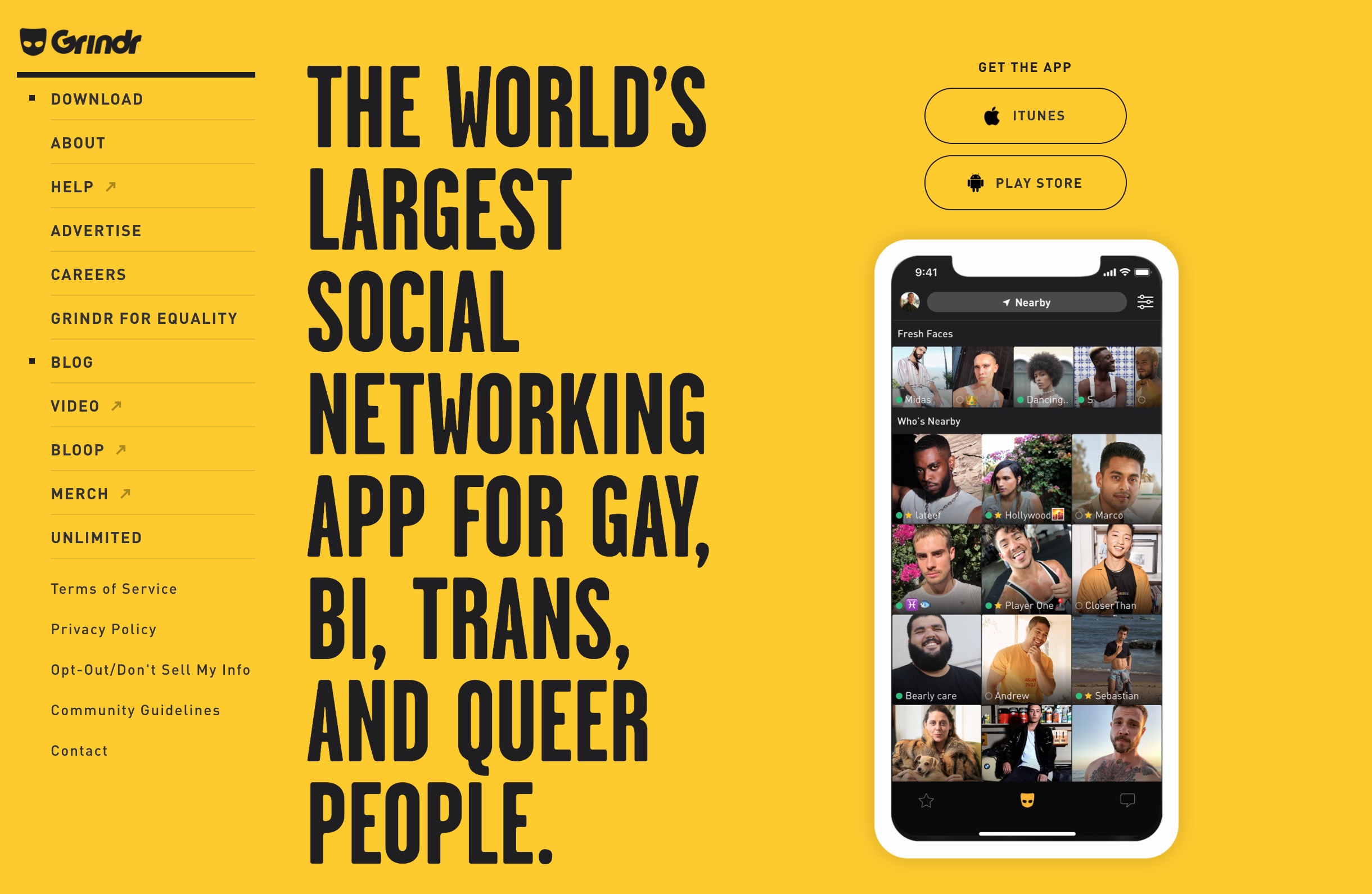 Grindr main page